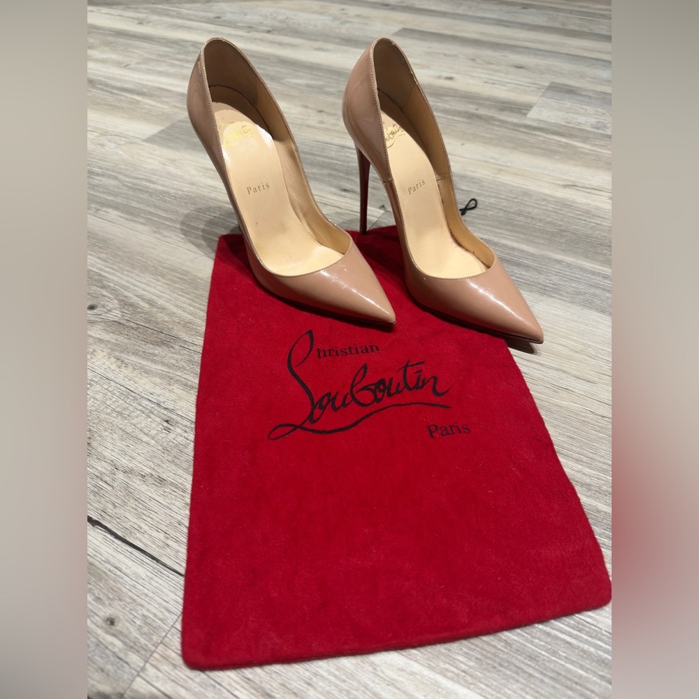 Christian Louboutin So Kate Patent Calf Leather Nude 120mm 38.5